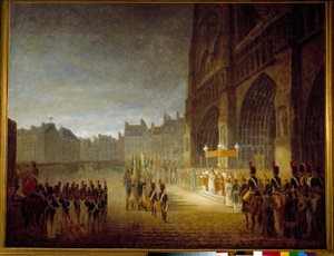 Die Segnung der Fahnen auf dem Platz der Kathedrale Notre Dame de Paris im Jahr 1804 von Antoine Jean (attr. to) Gros