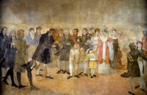 Kaiser Napoleon I. besucht den Salon du Louvre und verteilt an die Künstler die Kreuze der Ehrenlegion 22.10.1808 Gemälde von Antoine Jean Gros (1771-1835) 19. Jahrhundert von Antoine Jean Gros