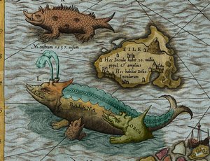 Detail einer Seekarte (Carta marina) von Olaus Magnus (1490-1557) von Antoine Lafrery