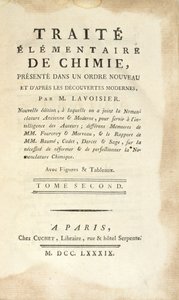 Titelseite von Traité Élémentaire de Chimie, Tome II, veröffentlicht in Paris, 1789