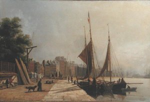 Früher Morgen am Kai, Le Havre, ca. 1853 von Antoine Leon Morel Fatio