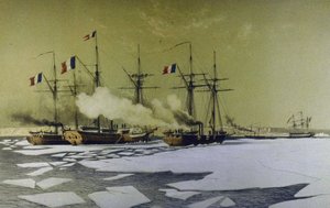 Eisbrechen im Dnjepr-Liman für den Durchgang von schwimmenden Batterien, 1855-1856, 1860