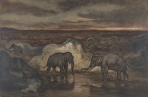 Elefanten an einem Teich von Antoine Louis Barye