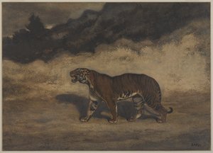 Tiger, der nach links geht