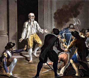 Der Tod von Gaspard de Coligny, gestochen von Jean Baptiste Morret (fl.1790-1820) 1788 von Antoine Louis Francois (after) Sergent Marceau