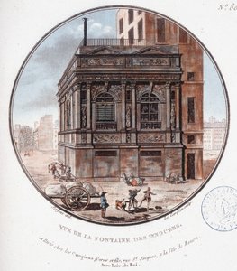 Ansicht des Brunnens der Unschuldigen. In pittoresken Ansichten der Hauptgebäude von Paris von Sergeant