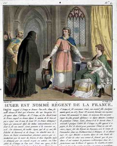 Abt Suger (1082-1152) wird zum Regenten von Frankreich ernannt, 1788 von Antoine Louis Francois Sergent Marceau