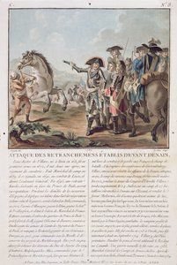 Angriff auf die Schützengräben vor Denain, 1712, graviert von Louis Le Coeur, 1787