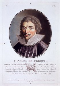 Charles de Crequi, aus Portraits des grands hommes, femmes illustres, et sujets memorables de France, graviert und in Farben gedruckt, veröffentlicht von Pierre Blin, 1786-92, Paris von Antoine Louis Francois Sergent Marceau