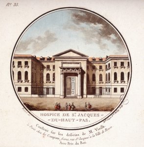 Hospiz Saint Jacques Du Haut Pas, gebaut nach den Zeichnungen von Vieilb, heute Cochin-Krankenhaus, Paris. In pittoresken Ansichten der Hauptgebäude von Paris von Sergeant von Antoine Louis Francois Sergent Marceau