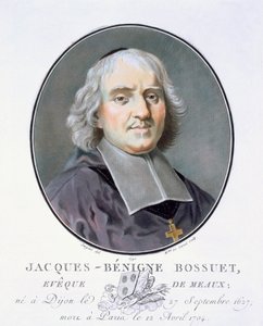 Jacques-Bénigne Bossuet, aus Portraits des grands hommes, femmes illustres, et sujets mémorables de France, graviert und in Farben gedruckt, veröffentlicht von Pierre Blin, 1786-92, Paris von Antoine Louis Francois Sergent Marceau