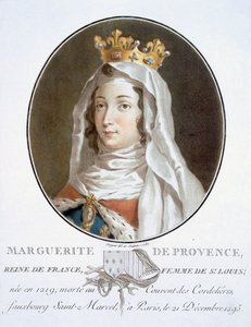 Margarete von der Provence, aus Portraits des grands hommes, femmes illustres, et sujets mémorables de France, graviert und in Farben gedruckt, veröffentlicht von Pierre Blin, 1786-92, Paris