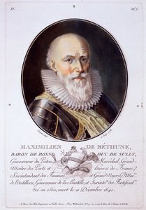 Maximilien de Bethune, Baron de Rosni und Duc de Sully, aus Portraits des grands hommes, femmes illustres, et sujets memorables de France, graviert und in Farben gedruckt, veröffentlicht von Pierre Blin, 1786-92, Paris von Antoine Louis Francois Sergent Marceau