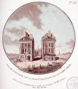 Ansicht des Eingangs zur Place Dauphine bei Pont Neuf, Paris. In malerischen Ansichten der Hauptgebäude von Paris von Sergeant