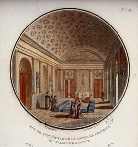 Ansicht des Inneren der neuen Kapelle des Gerichtsgebäudes, jetzt Sainte Chapelle, Paris. In malerische Ansichten der Hauptgebäude von Paris von Sergeant von Antoine Louis Francois Sergent Marceau