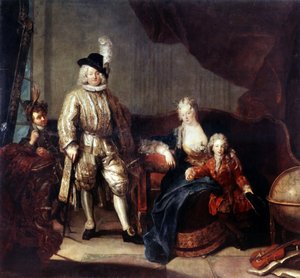 Porträt des Barons von Erlach mit seiner Familie von Antoine Pesne