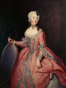 Porträt von Luise Ulrike Prinzessin von Preußen (1720-1782) mit Maske in der Hand