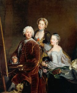 Selbstporträt mit Töchtern Henriette Royard und Marie de Rège vor der Staffelei von Antoine Pesne