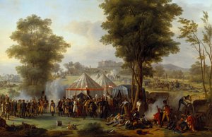 Biwak von Kaiser Napoleon I. (1769-1821) in der Nähe des Schlosses von Ebersberg in Österreich, 4. Mai 1809 von Antoine Pierre Mongin