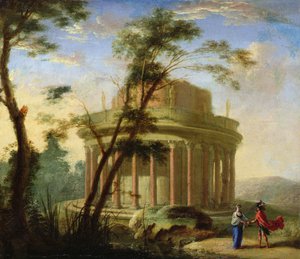 Landschaft mit einem antiken Tempel