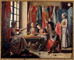 Eine Nähwerkstatt in Arles im Jahr 1760 von Antoine Raspal