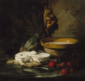 Stillleben mit Käse, wahrscheinlich späte 1870er Jahre