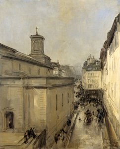 Ansicht der Kirche Notre Dame de Lorette und der Rue Fléchier, Paris