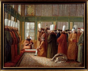 Osmanisches Reich: Empfang eines französischen Botschafters im Dienst von König Ludwig XVI. in der Türkei von Antoine de Favray