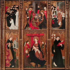 Altarbild der Jungfrau, des heiligen Augustinus und des heiligen Nikolaus von Tolentino von Antoine de Lonhy