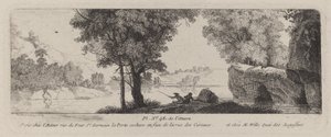 Flusslandschaft mit einem Angler