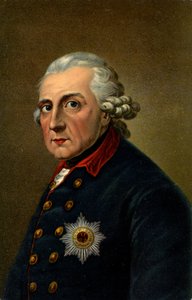 Geschichte. Deutschland. Friedrich II. der Große. Illustration inspiriert von einem Porträt von Anton Graff (1780), Deutschland, ca. 1900 (Postkarte)