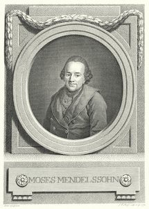 Moses Mendelssohn, deutscher jüdischer Philosoph (Stich) von Anton (after) Graff