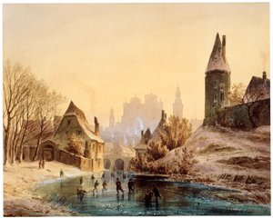 Eislaufbahn auf einem Fluss, 1855 von Anton Doll