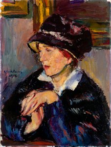 Frau mit einem dunklen Hut von Anton Faistauer