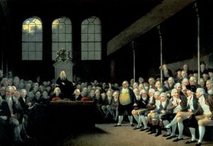 Charles James Fox spricht im Unterhaus während des Pitt-Ministeriums