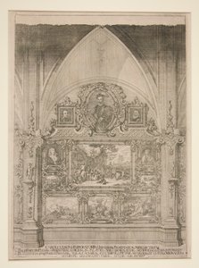 Innenarchitektonische Nische mit Porträts und Genrebildern