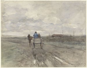 Bauernwagen auf einem Feldweg von Anton Mauve