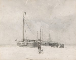 Fischerboote am Strand im Winter, Mitte bis Ende des 19. Jahrhunderts von Anton Mauve