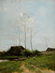 Landschaft mit Schäfer und Schafen
