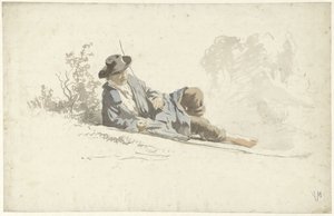 Auf dem Boden liegender, ruhender Mann