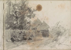 Pfad entlang einer Hecke zu einem Landhaus von Anton Mauve
