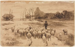 Schäfer mit seiner Herde, ca. 1870 von Anton Mauve