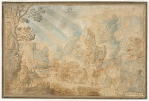 Berglandschaft mit Figuren