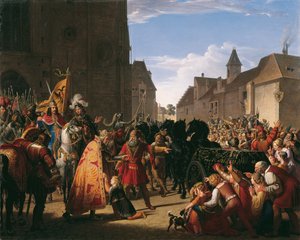 König Premysl Ottokars Sohn Wenzel bittet Rudolf von Habsburg um den Leichnam seines Vaters von Anton Petter