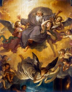 Anbetung der Hirten mit Gottvater in einer Herrlichkeit von Engeln von Anton Raphael Mengs
