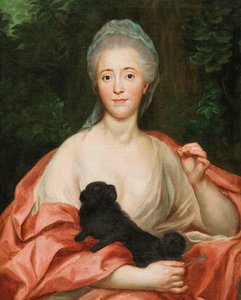 Porträt der Herzogin Mariana de Silva-Bazán y Sarmiento 1739-1784, mit Hund, ca. 1760 von Anton Raphael Mengs