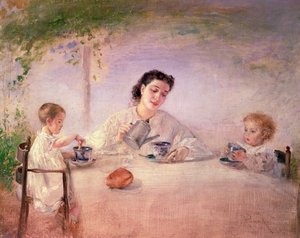 Die Frau des Künstlers Sophie mit ihren Töchtern Mathilda und Adele, 1873 von Anton Romako