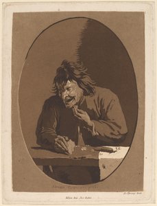 Ein Bauer beim Essen von Anton Spreng after Adriaen Brouwer; published by Joseph Eder
