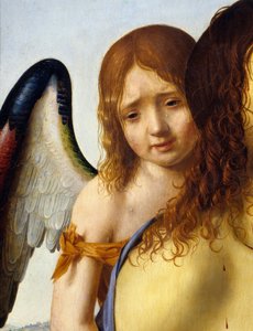 Der tote Christus, von einem Engel gestützt (Detail) von Antonello da Messina
