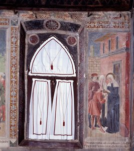 Leben der Heiligen Francesca Romana: Ein Buckliger wird von der Heiligen geheilt von Antoniazzo Romano